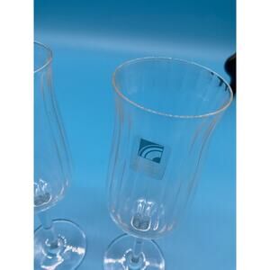 2 Ribbed Crystal Luigi Bormioli Champagne Flutes/Glasses W/stickers